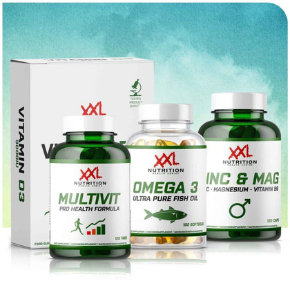 Vitamins and wellness supplements with Multivit, Omega 3 and Zinc Magnesium from XXL Nutrition Malta