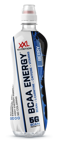 XXL Nutrition Malta’s BCAA Energy Drink in berry flavor, a refreshing, fizzy, and sugar-free beverage packed with BCAAs and caffeine for enhanced workout performance.