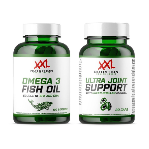 XXL Nutrition Malta's Omega-3 Fish Oil and Ultra Joint Support with Green-Lipped Mussel, ideal for enhancing cardiovascular and joint health.