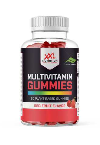 Vegan Multivitamin Gummies in red fruit flavor, packed with essential vitamins and minerals, available in Malta.