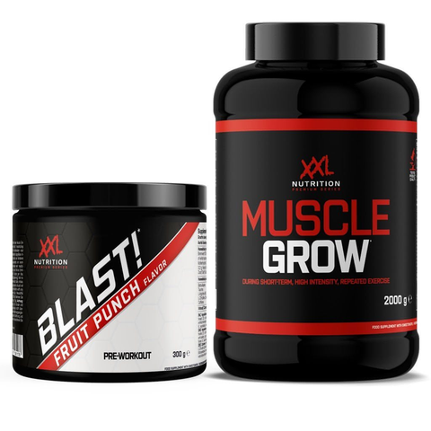 XXL Nutrition Malta’s Blast! Pre Workout and Muscle Grow, the ultimate combination for enhancing workout performance and speeding up recovery.