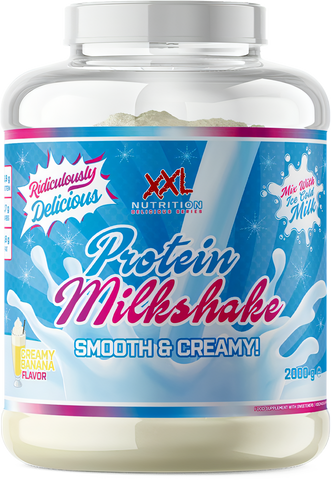 Creamy Banana Protein Milkshake flavor from XXL Nutrition, smooth and naturally delicious.