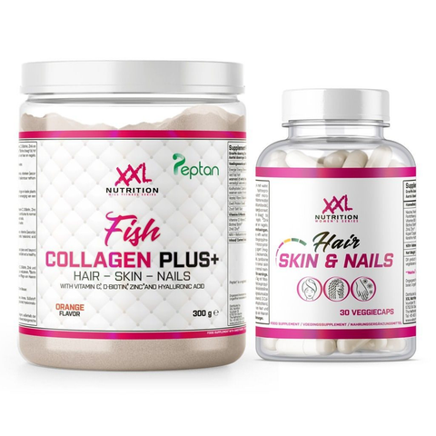 XXL Nutrition Malta's Fish Collagen Plus and Hair, Skin & Nails, designed to support comprehensive health and enhance natural beauty in Malta.