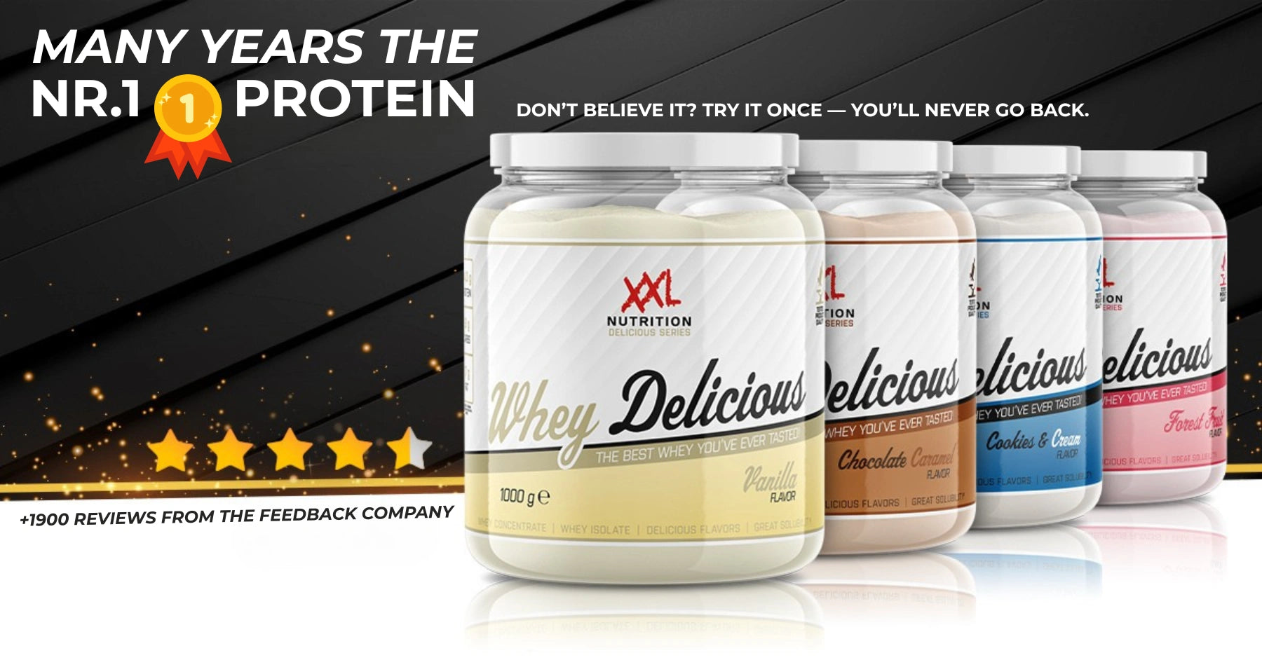 Best protein powder in Malta — Whey Delicious by XXL Nutrition, highly rated with over 1900 reviews, premium taste and quality.
