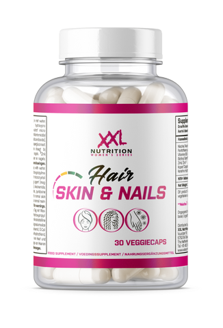XXL Nutrition Malta's Hair, Skin & Nails with Melatine®, a patented hydrolyzed Keratin, for enhanced beauty.