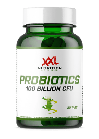 XXL Nutrition Malta’s Probiotics, packed with 100 billion CFU per tablet, featuring Lactobacillus and Bifidobacterium for optimal gut health.
