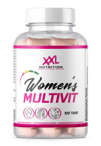 XXL Nutrition Malta’s Women’s Multivit, packed with essential vitamins and minerals for active women, supporting overall health and vitality.