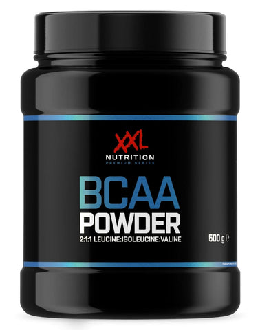 XXL Nutrition's BCAA Powder in various flavors - essential for muscle recovery and vegan-friendly.